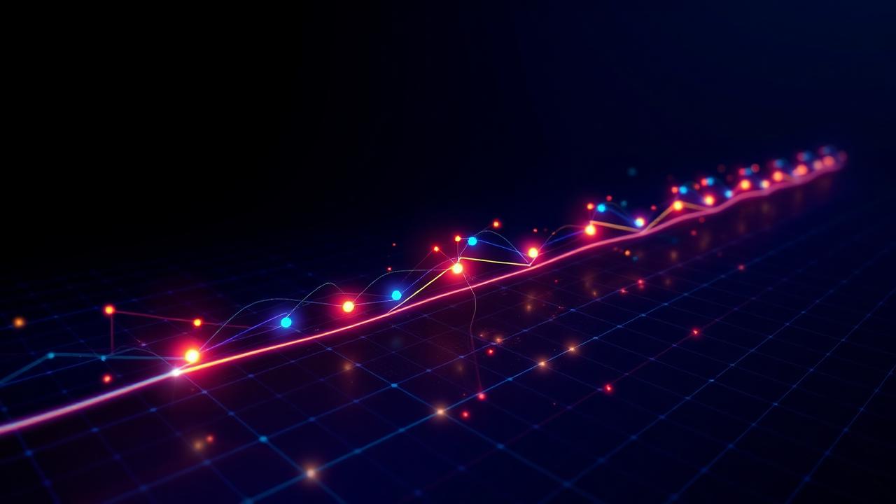 Illuminated milestone timeline representing programme sequencing